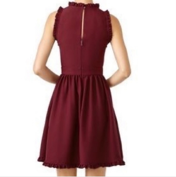 KATE SPADE Ma Cherie Ruffle Fit & Flare Mini Dress Cranberry Red Small Size 4 - Picture 3 of 14